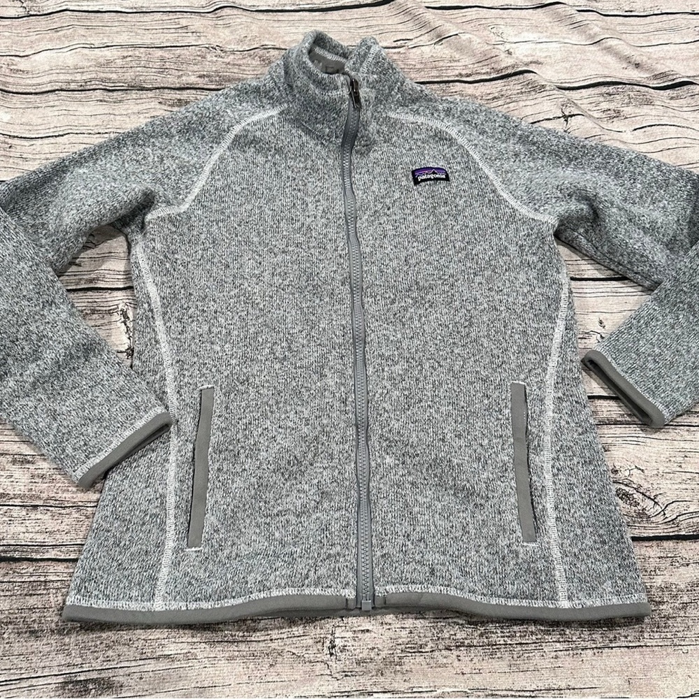Unisex Kids’ Patagonia Gray Knit Better Sweater Full Zip Size XL (14)